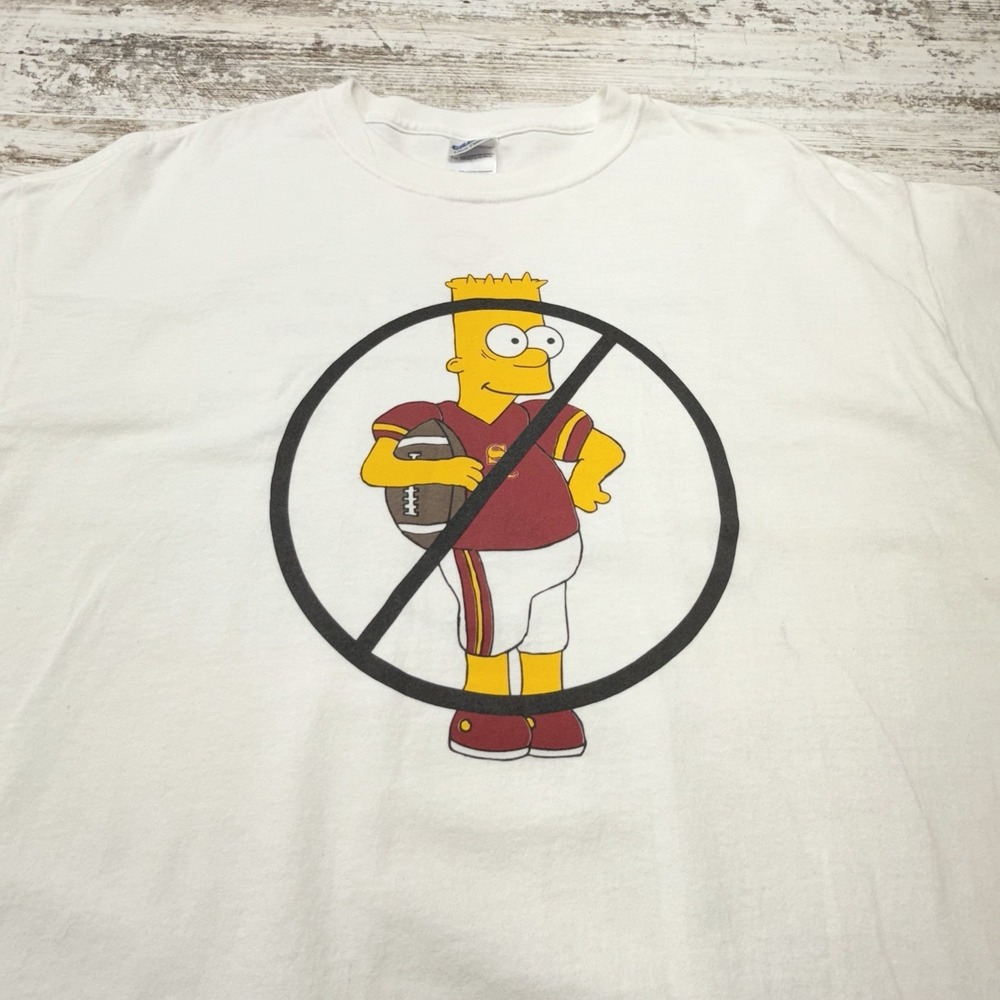 Vtg The Simpsons Bart Graphic T-Shirt Men's XL White Football 90's Y2K  T-shirt